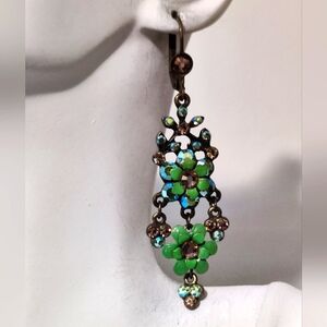 Vintage Michal Negrin Floral Chandelier Earrings